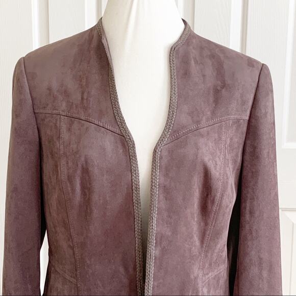 Next Jacket Suede Lavender Open Front Jacket Coat Size 10 Petite by Next - Picture 5 of 15